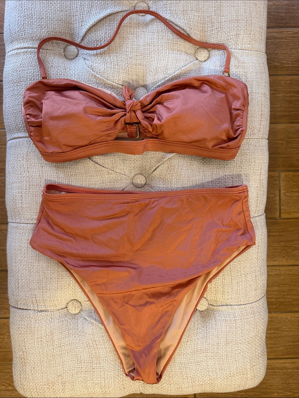 Terracotta Bandeau High Waist Bikini Set by VYB